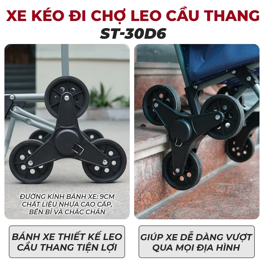 Đánh Giá Xe Kéo Đi Chợ FUJIHOME ST-30D6 Leo Cầu Thang | Tải 30kg