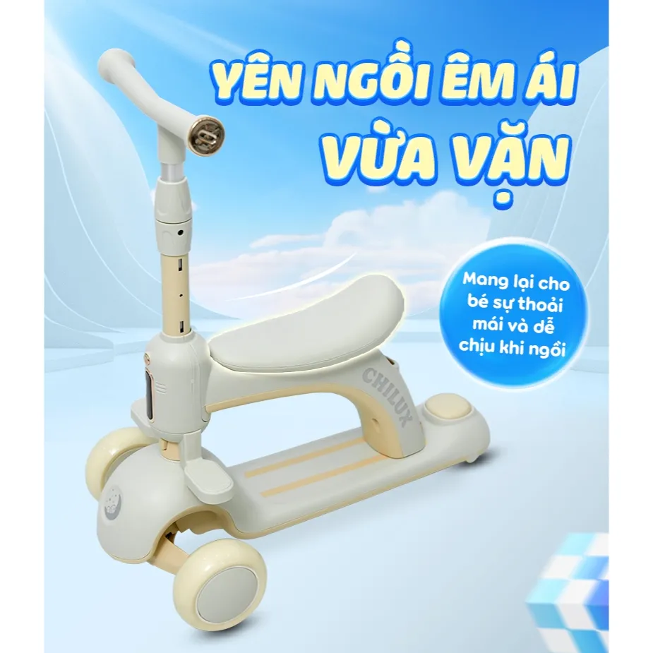 Ảnh Xe Scooter cho bé Chilux S05 - Bàn đạp 2 lớp chống trượt, mái che nhiều nấc 2
