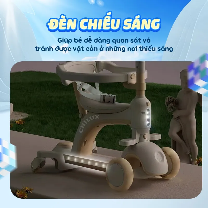 Ảnh Xe Scooter cho bé Chilux S05 - Bàn đạp 2 lớp chống trượt, mái che nhiều nấc 4