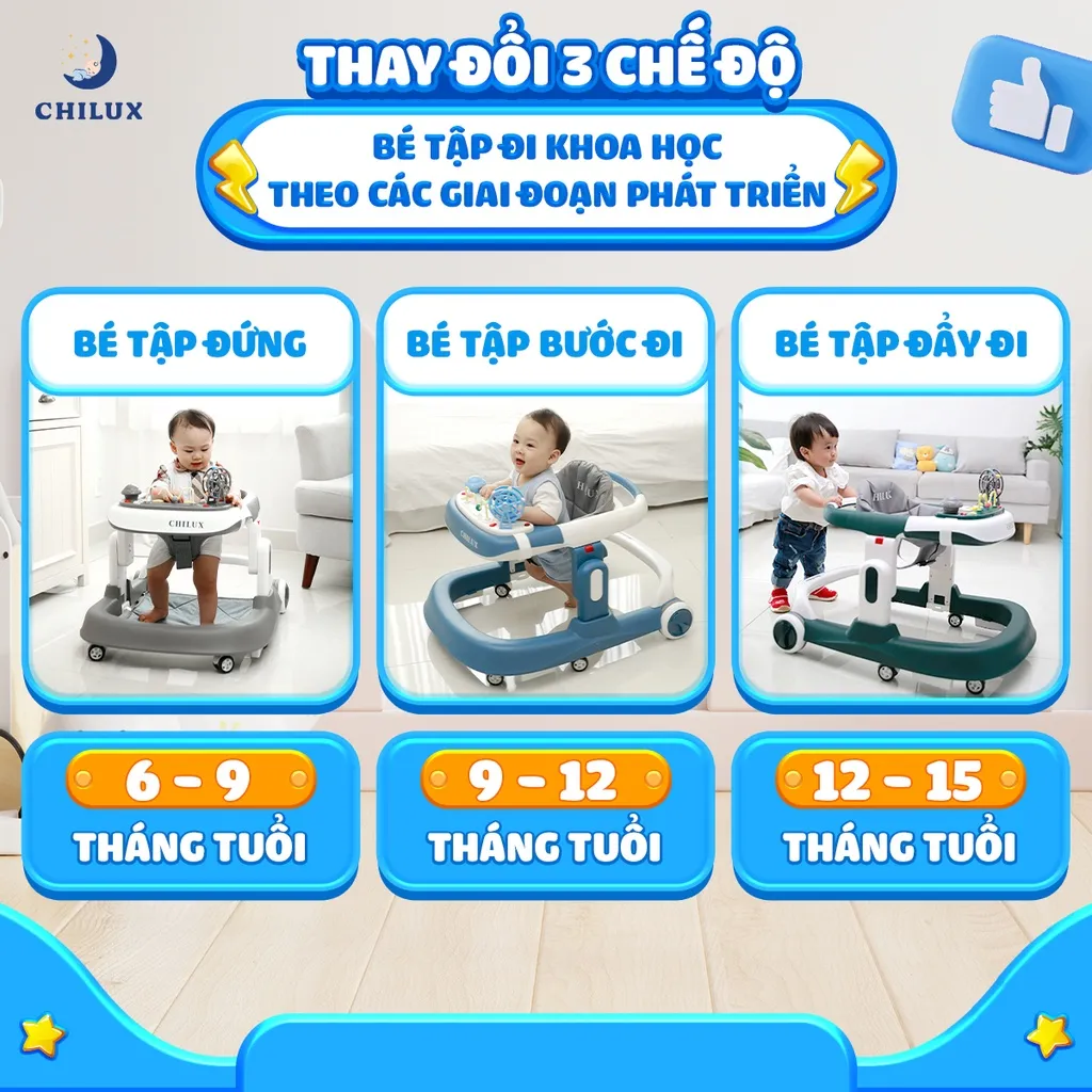 Ảnh Xe tập đi cho bé chữ U Chilux Walk-S, đa năng, tạo cho bé hướng cố định khi di chuyển 2