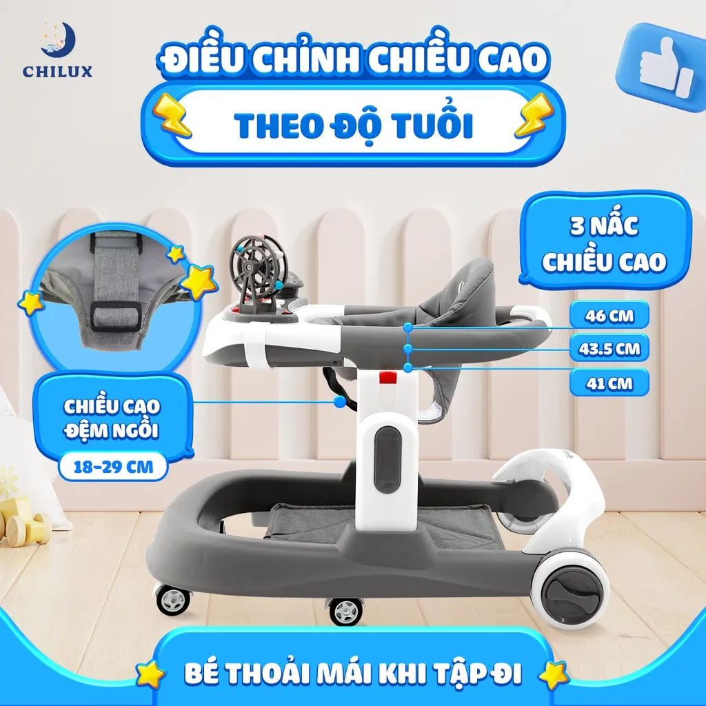 Ảnh Xe tập đi cho bé chữ U Chilux Walk-S, đa năng, tạo cho bé hướng cố định khi di chuyển 3