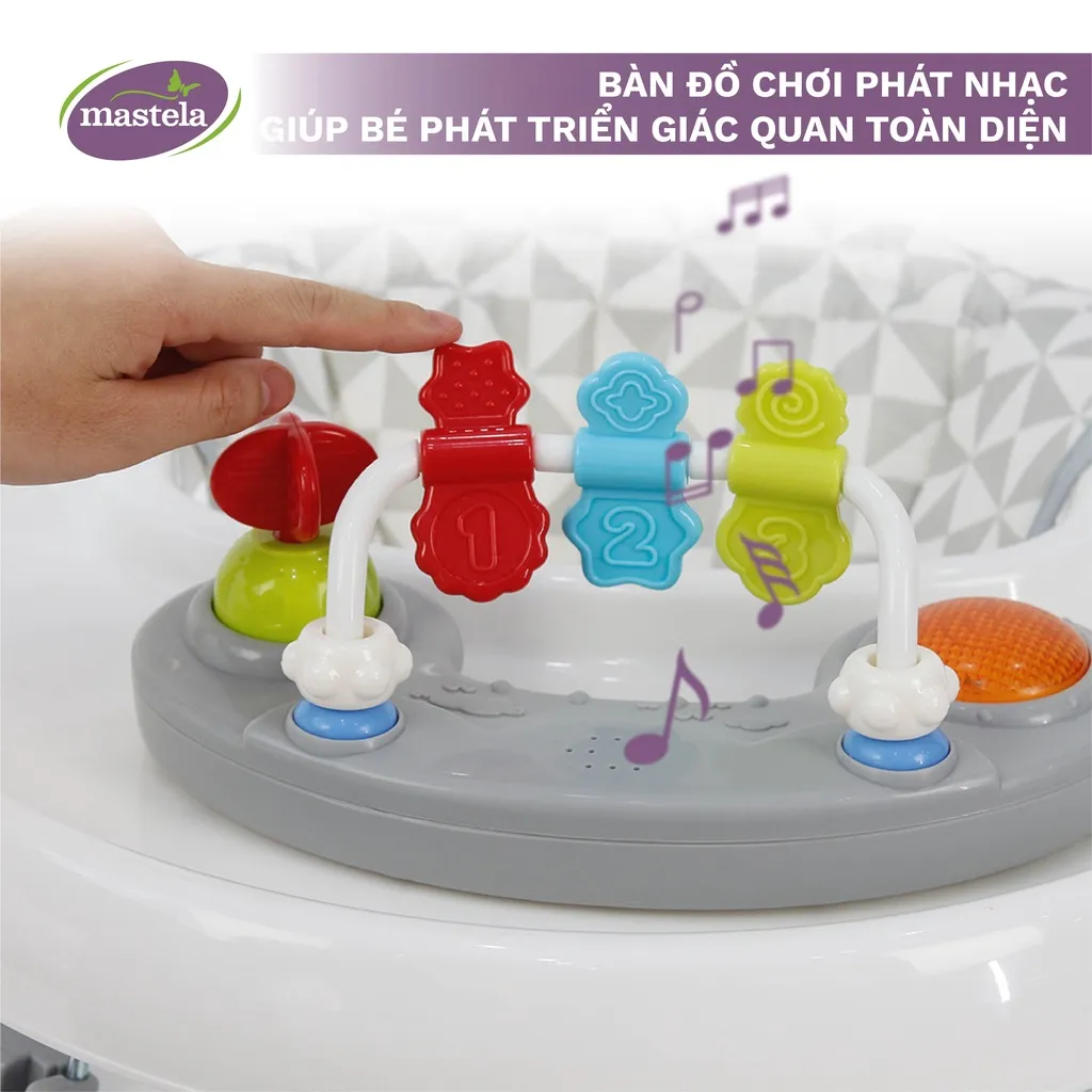 Ảnh Xe tròn tập đi có đồ chơi và nhạc cho bé Mastela MSTLW2002 siêu nhẹ xoay 360, mặt bàn ăn dặm, bánh xe silicon chống ồn 4