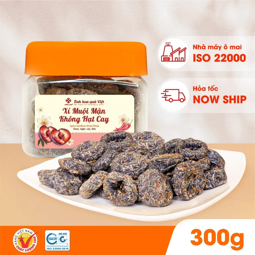 Ảnh Xí muội mận không hạt cay Hồng Lam dạng hộp. Có vị chua, ngọt, dẻo, cay 1
