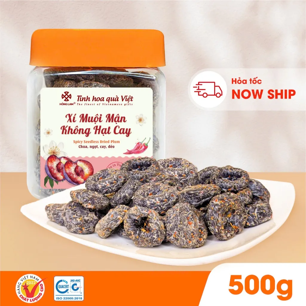 Ảnh Xí muội mận không hạt cay Hồng Lam dạng hộp. Có vị chua, ngọt, dẻo, cay 2