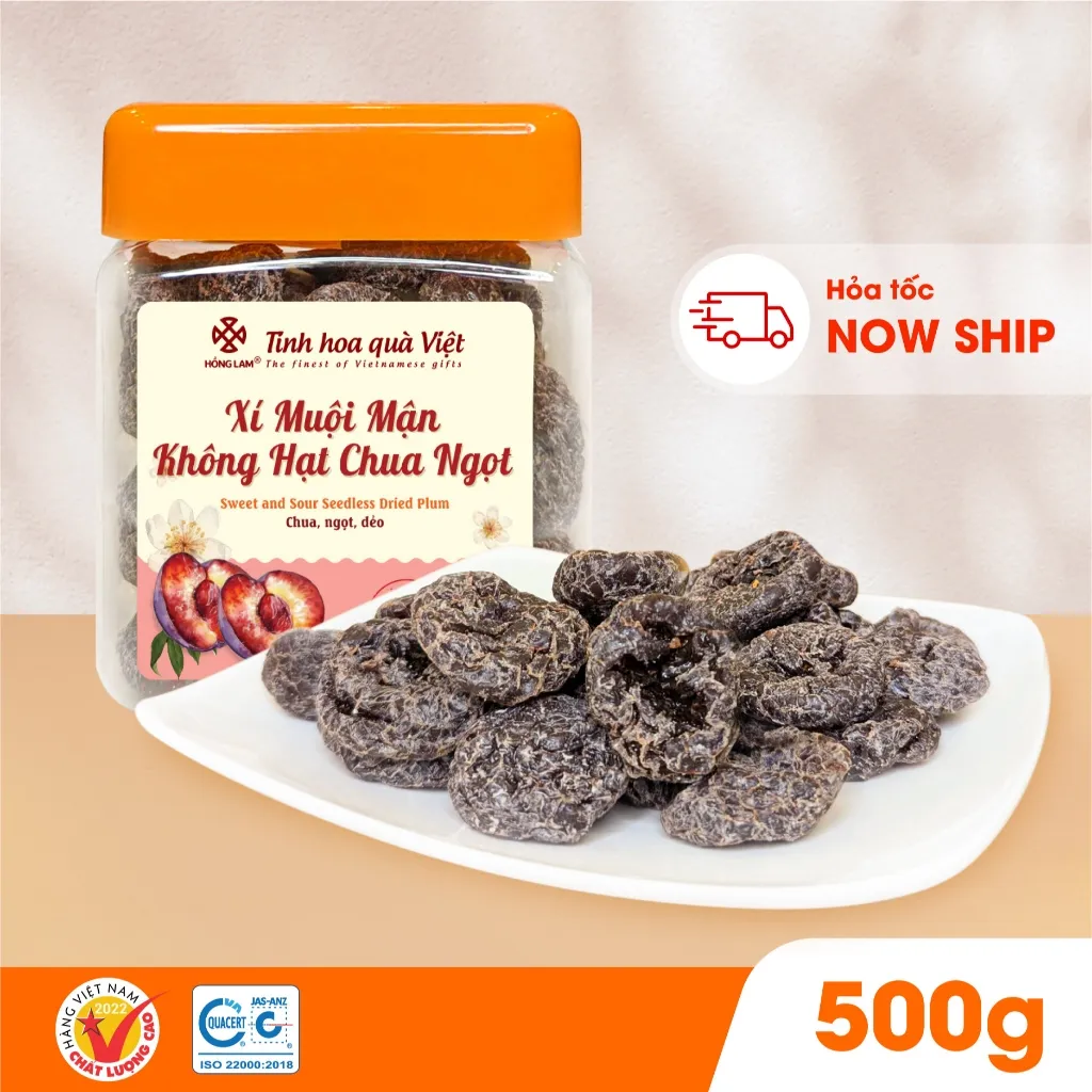 Ảnh Xí muội mận không hạt chua ngọt Hồng Lam dạng hộp. Có vị chua, ngọt, dẻo 2