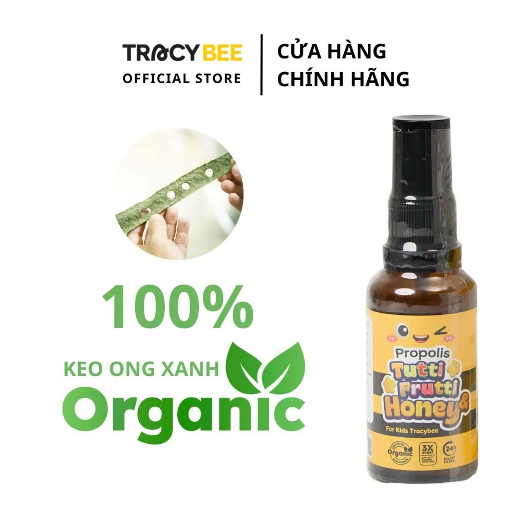 Ảnh Xịt họng keo ong xanh Organic Tracybee vị trái cây 1