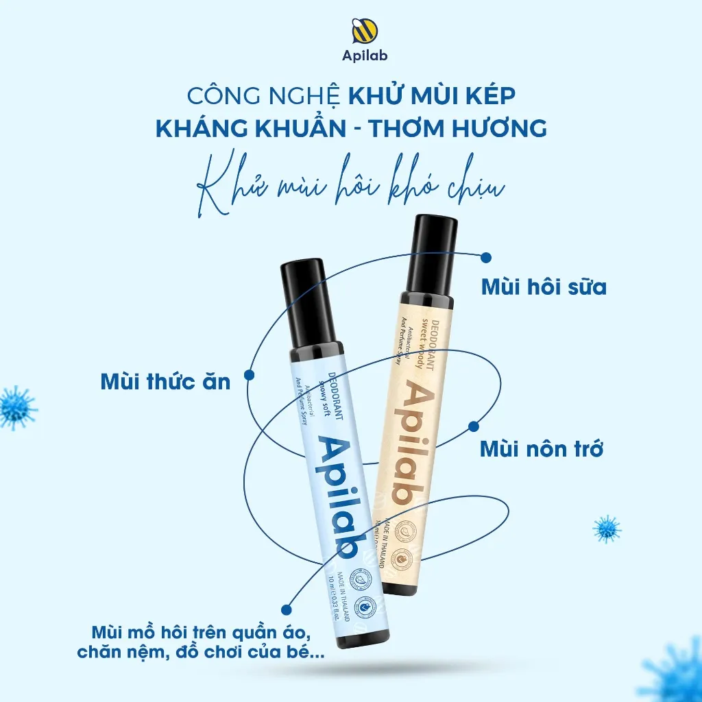 Ảnh Xịt khử mùi thơm quần áo em bé Apilab Deodorant kháng khuẩn & loại bỏ mùi hôi khó chịu 10ml 2