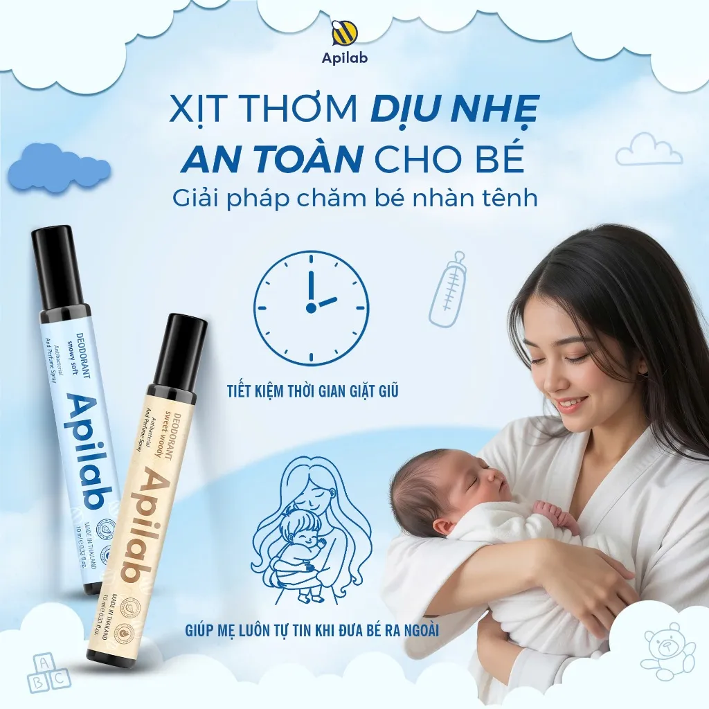 Ảnh Xịt khử mùi thơm quần áo em bé Apilab Deodorant kháng khuẩn & loại bỏ mùi hôi khó chịu 10ml 3