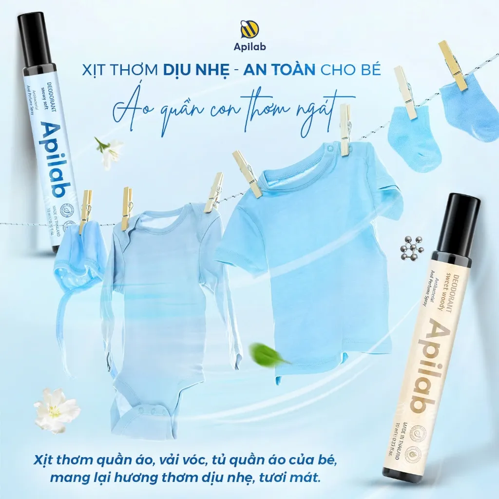 Ảnh Xịt khử mùi thơm quần áo em bé Apilab Deodorant kháng khuẩn & loại bỏ mùi hôi khó chịu 10ml 4