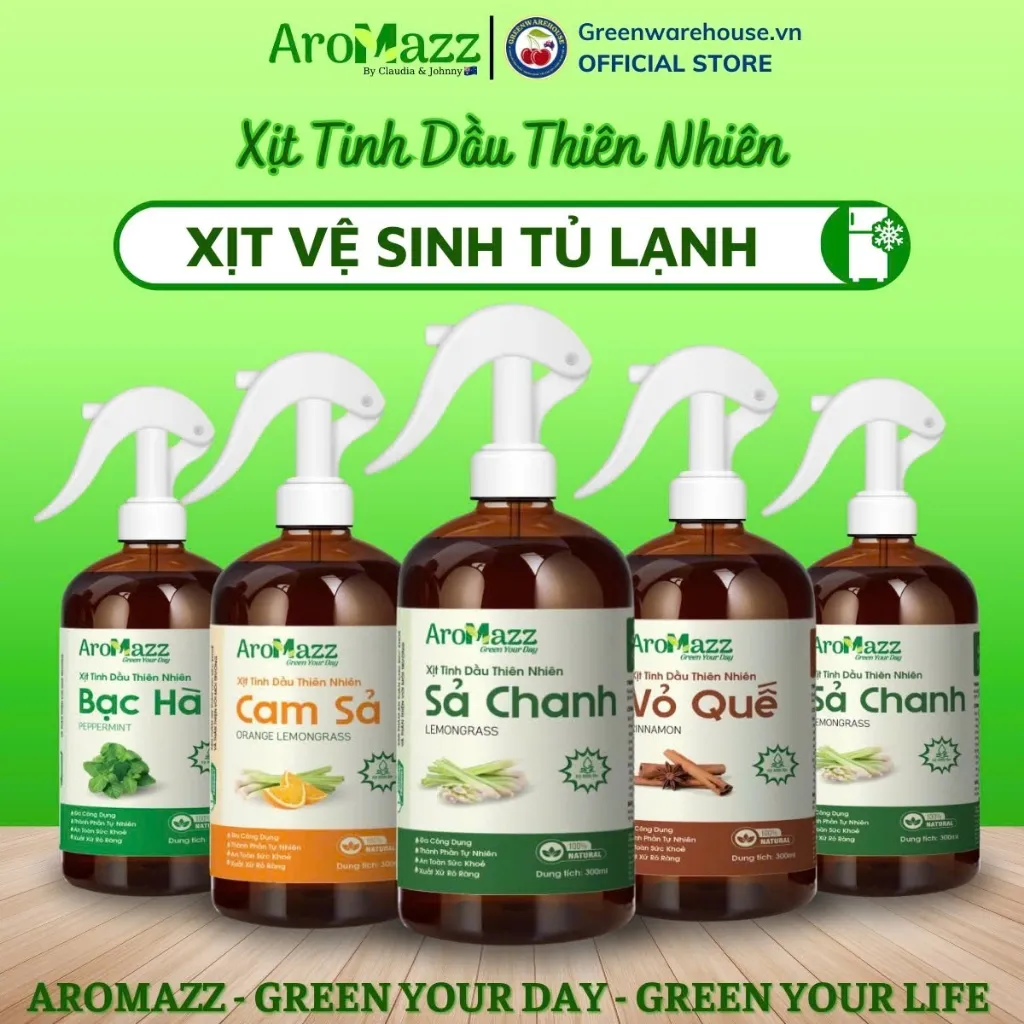 Ảnh Xịt Khử Mùi Tủ Lạnh Từ Tinh Dầu Thiên Nhiên AroMazz Thơm Phòng Khử Mùi Đuổi Côn Trùng Nhiều Mùi Chai lớn 300ml 1