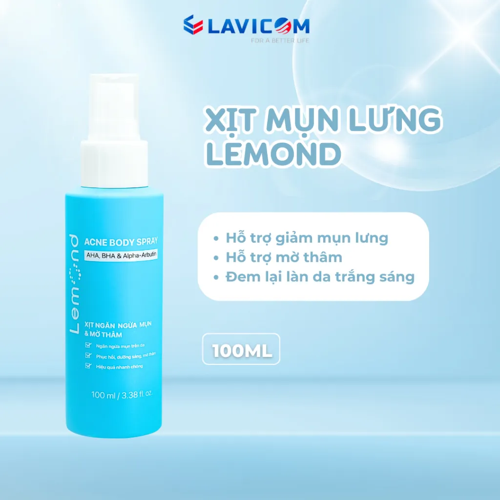 Ảnh Xịt Mụn Lưng, Body LEMOND BHA 2% Giảm Mụn, Nang Lông, Dày Sừng, Mờ Thâm 100ML 2