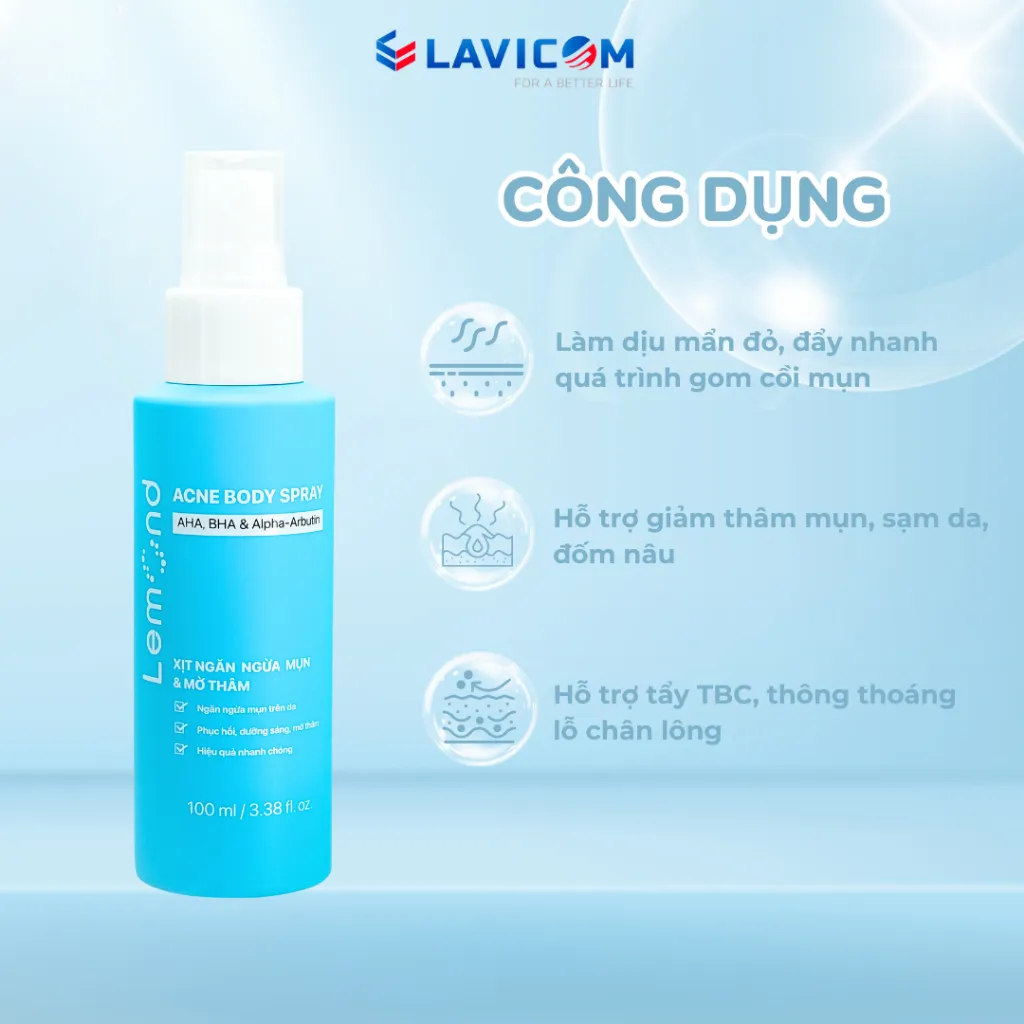 Ảnh Xịt Mụn Lưng, Body LEMOND BHA 2% Giảm Mụn, Nang Lông, Dày Sừng, Mờ Thâm 100ML 4