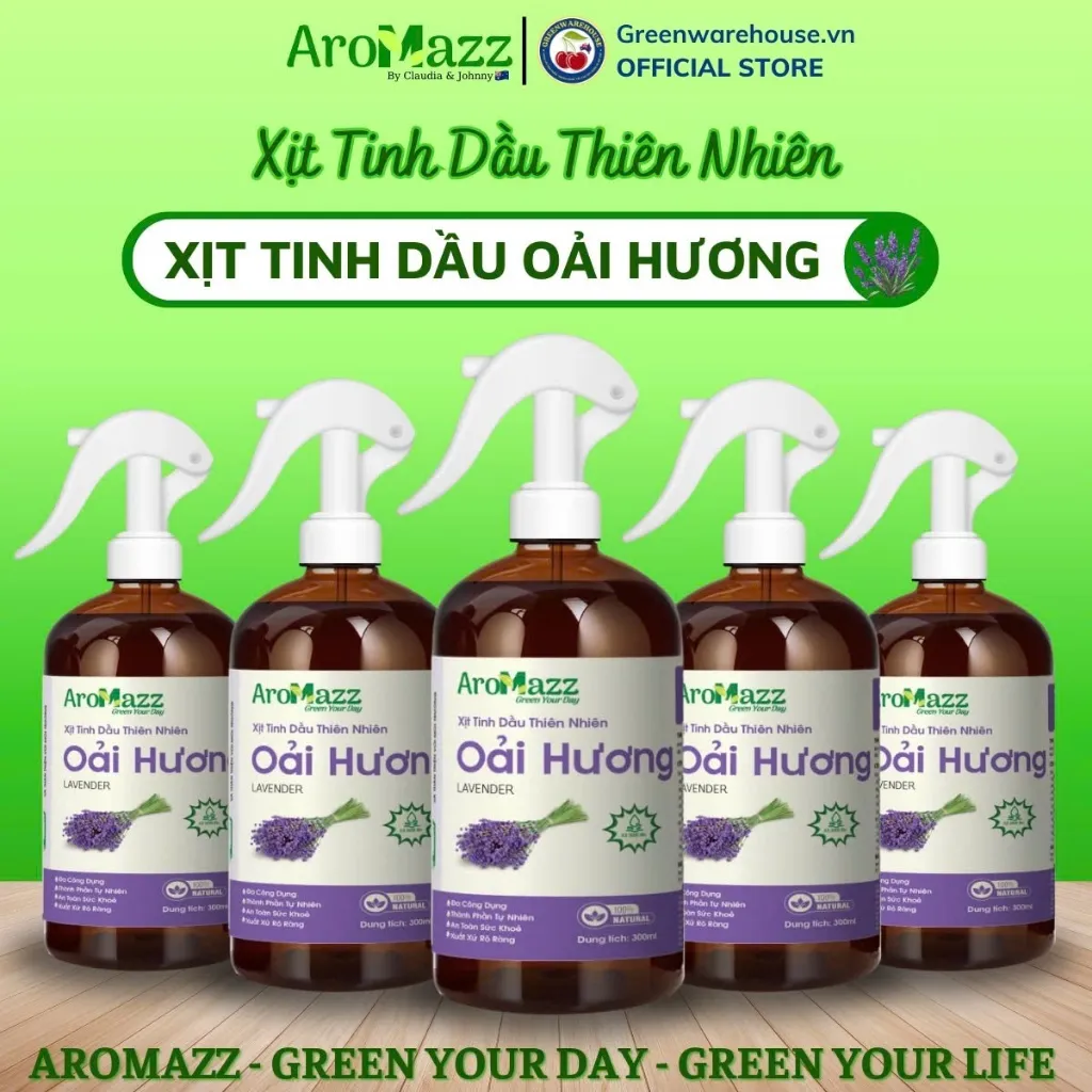 Ảnh Xịt Tinh Dầu Oải Hương Tinh Dầu Thiên Nhiên AroMazz  Xịt Thơm Phòng Khử Mùi Ngủ Ngon Giảm Stress Chai lớn 300ml 1