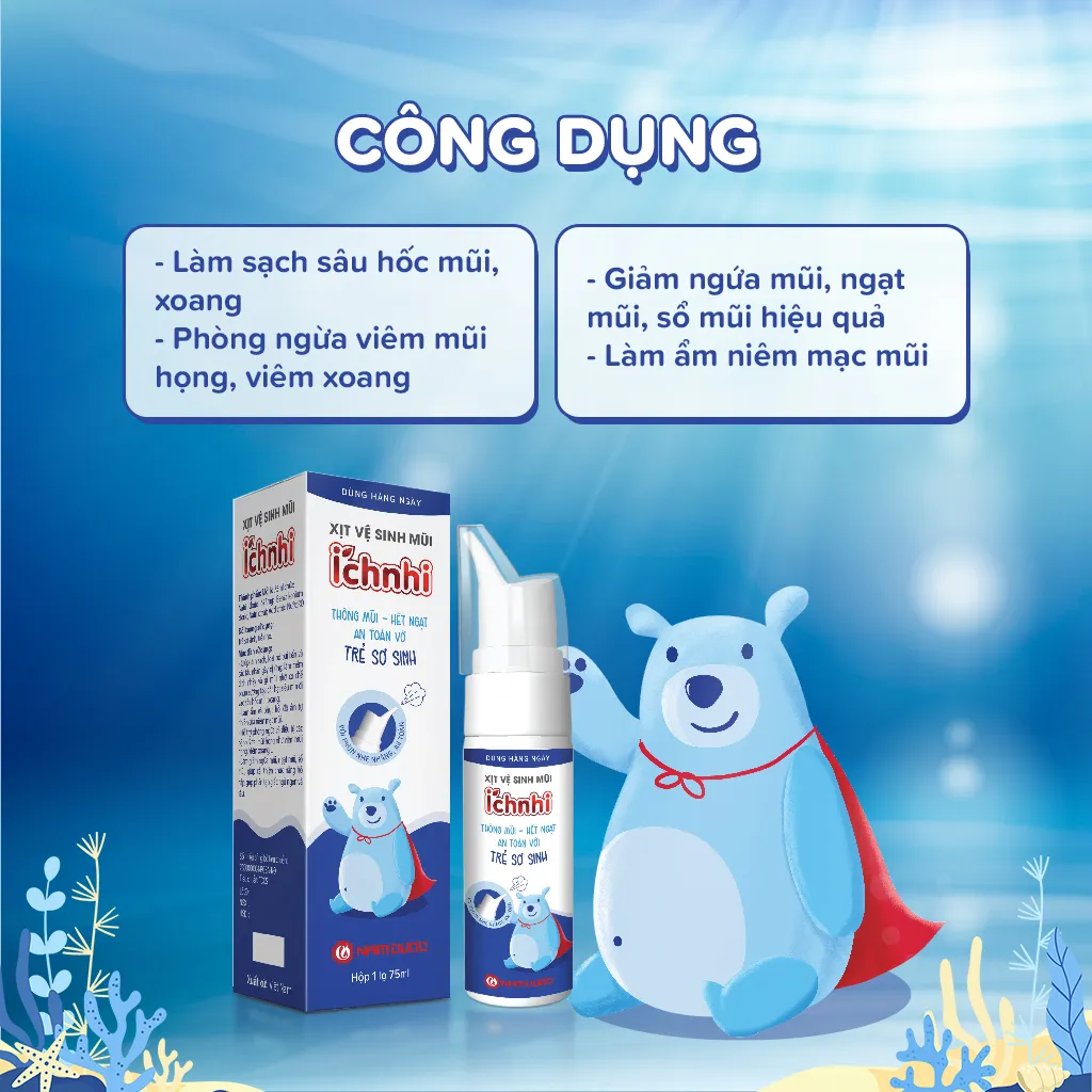 Ảnh Xịt vệ sinh mũi Ích Nhi 75ml, phòng ngừa sổ mũi, ngạt mũi và viêm xoang, an toàn cho trẻ sơ sinh và trẻ nhỏ 3