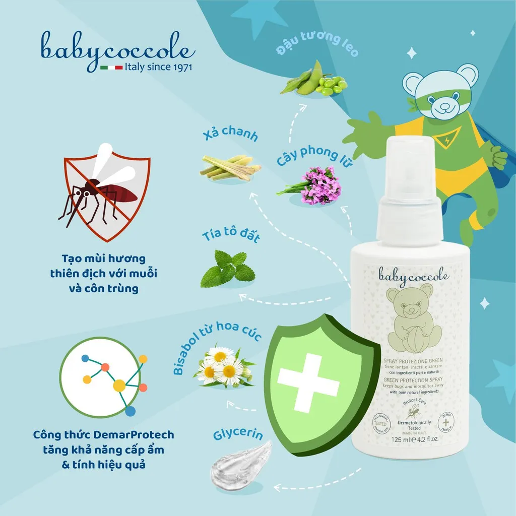 Ảnh Xịt xua muỗi Babycoccole 0M+ chống muỗi đốt cho bé và cả gia đình, chiết xuất tía tô đất và cây phong lữ 125ml 2