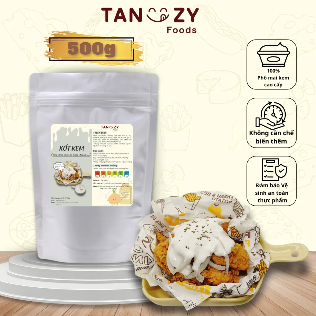 Ảnh Xốt Kem Hành Phô Mai Creamy Tanzy Foods 500g phủ gà rán , đồ chiên, nướng ... 1