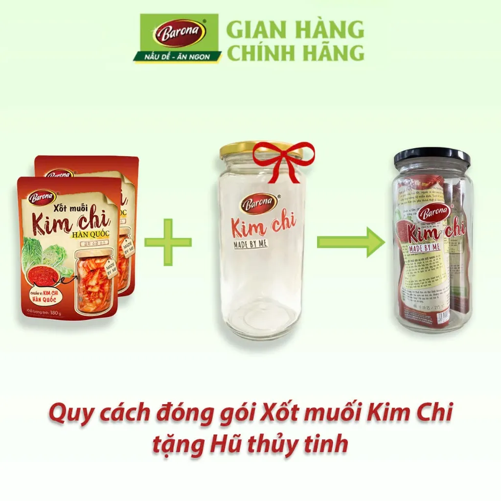 Ảnh Xốt Muối Kim Chi Hàn Quốc Barona 180g, Combo 3 gói Tặng 1 Hũ Thủy Tinh Cao Cấp (1 lít) 4