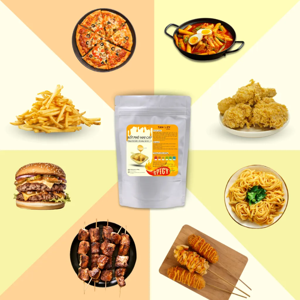 Ảnh XỐT PHÔ MAI CAY Tanzy Foods 500g chấm gà rán đồ chiên , mì trộn Sốt Phô Mai Cay , hải sản , đồ nướng , BBQ 2