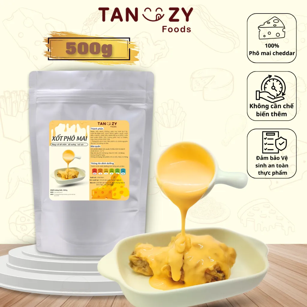 Ảnh Xốt Phô Mai Tanzy Foods 500g chấm gà rán đồ chiên , mì trộn , hải sản , đồ nướng , BBQ 1
