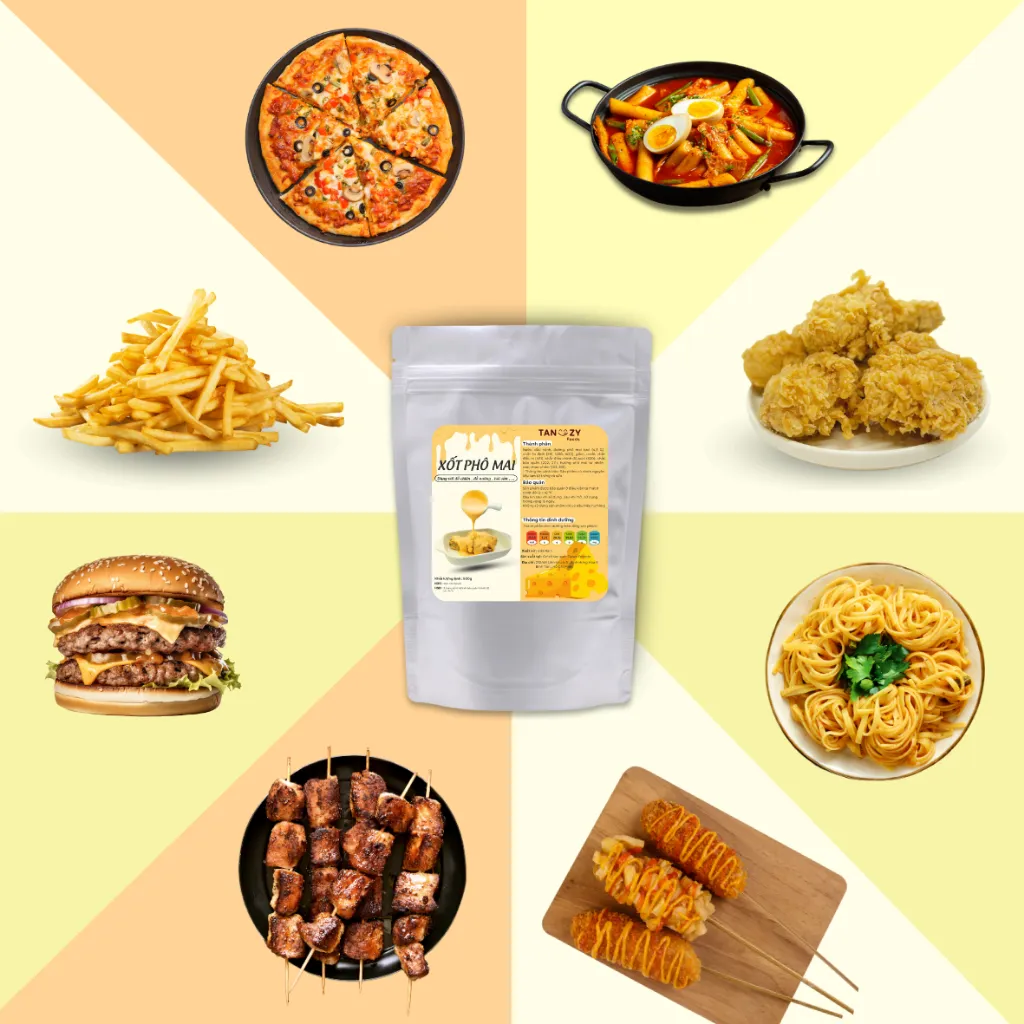 Ảnh Xốt Phô Mai Tanzy Foods 500g chấm gà rán đồ chiên , mì trộn , hải sản , đồ nướng , BBQ 2