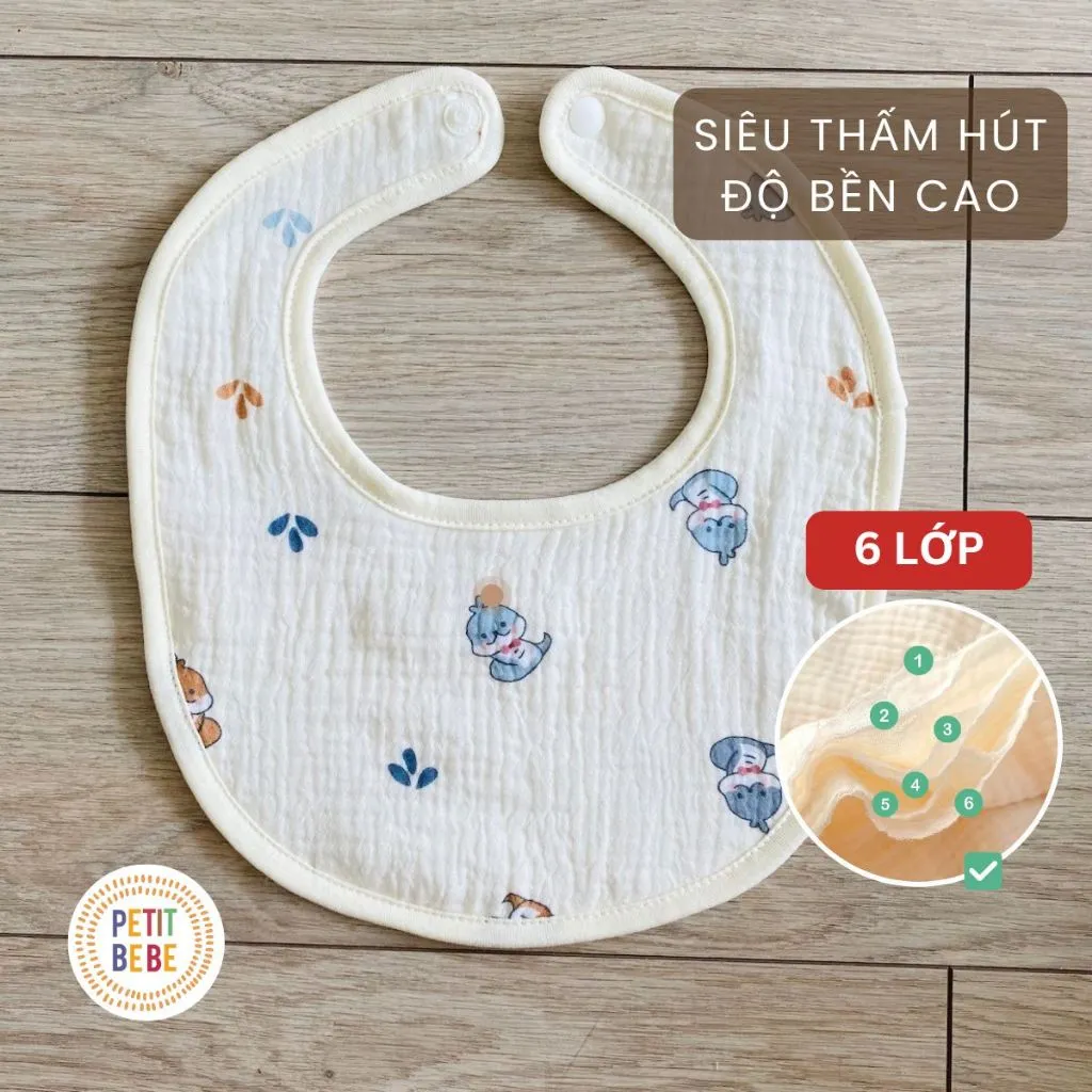 Ảnh Yếm ăn dặm muslin 6 lớp PETIT BEBE cho bé trai bé gái 3