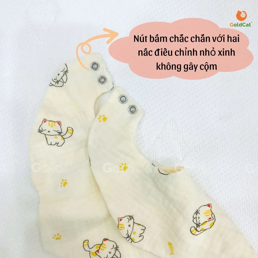 Ảnh Yếm cổ tròn cho bé trai, bé gái chất liệu muslin xô cotton điều chỉnh 2 nấc linh hoạt. 3