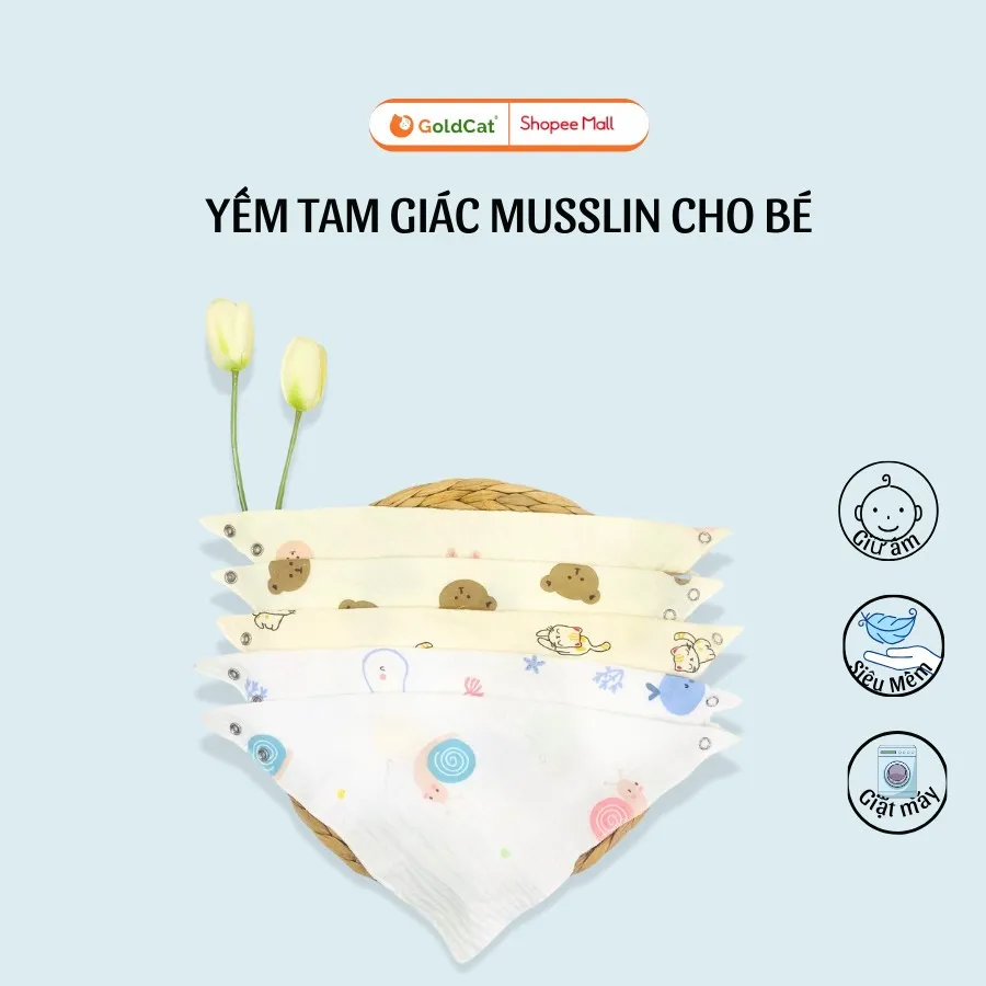 Ảnh Yếm Tam Giac Muslin Cao Cấp Cho Bé Trai, Bé Gái 1