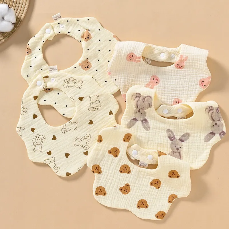Ảnh Yếm Tròn Hình Hoa Xô Muslin Siêu Mềm, Mịn Cho Bé Từ Sơ Sinh Đến Khi Ăn Dặm 2
