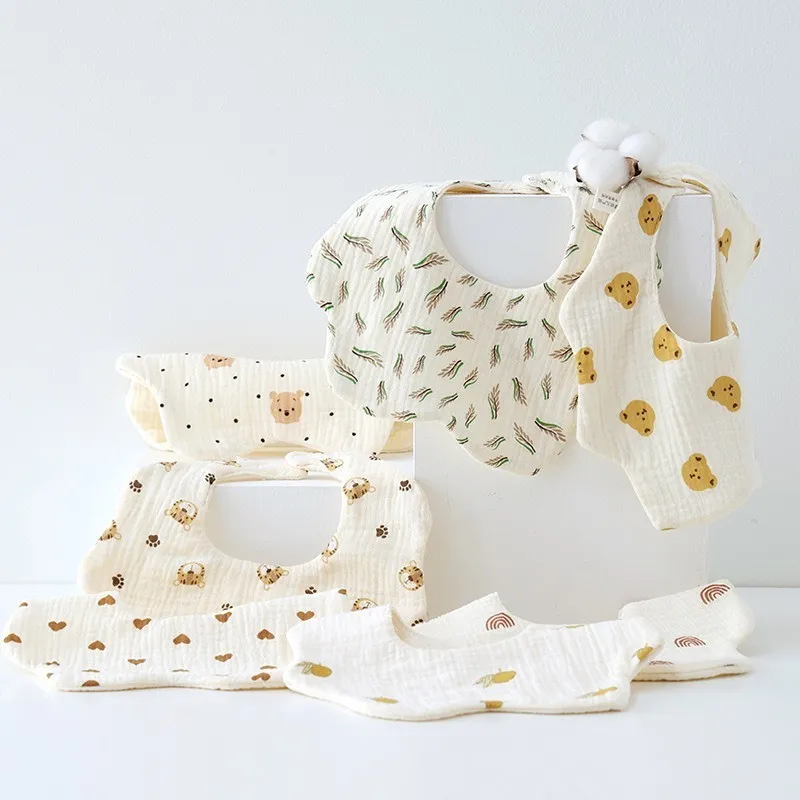 Ảnh Yếm Tròn Hình Hoa Xô Muslin Siêu Mềm, Mịn Cho Bé Từ Sơ Sinh Đến Khi Ăn Dặm 3
