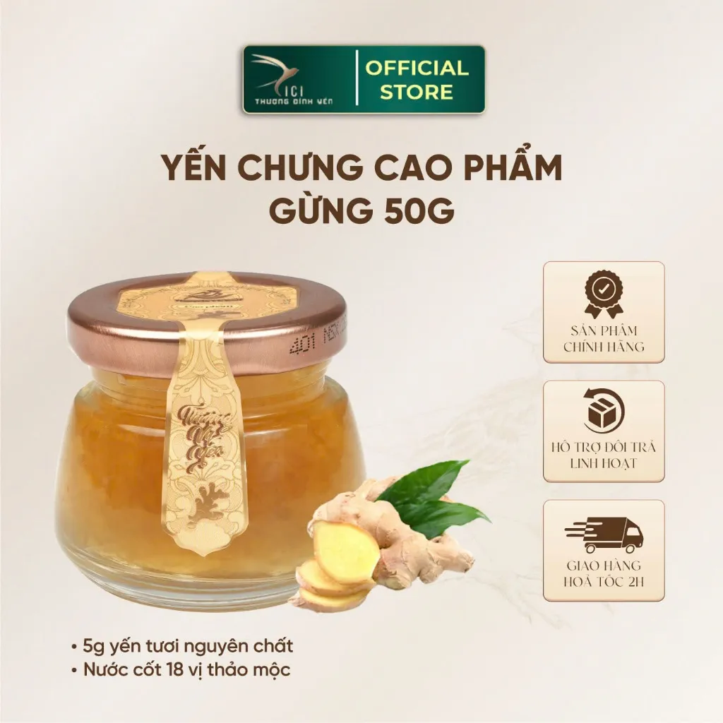 Ảnh Yến Chưng Cao Phẩm Vị Gừng Tăng Sức Đề Kháng CiCi Thượng Đỉnh Yến hũ 50-65g Yến Sào Khánh Hòa nguyên chất Yến Tươi 3