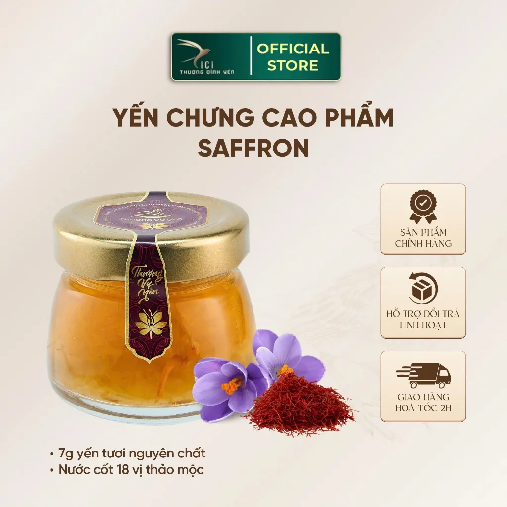 Ảnh Yến chưng cao phẩm vị Saffron - Nhuỵ Hoa Nghệ Tây hũ 50-65g CiCi Thượng Đỉnh Yến Yến Tươi Khánh Hòa Nguyên Chất 1