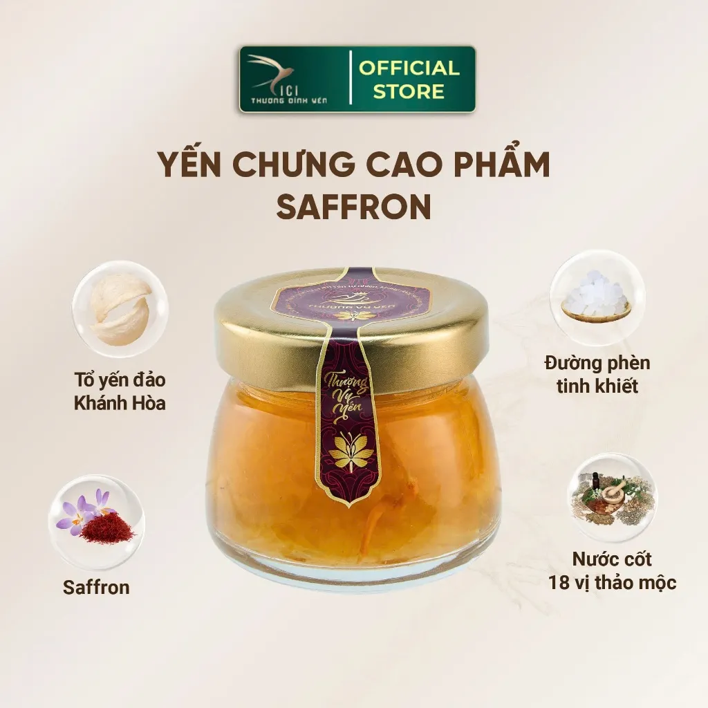 Ảnh Yến chưng cao phẩm vị Saffron - Nhuỵ Hoa Nghệ Tây hũ 50-65g CiCi Thượng Đỉnh Yến Yến Tươi Khánh Hòa Nguyên Chất 2