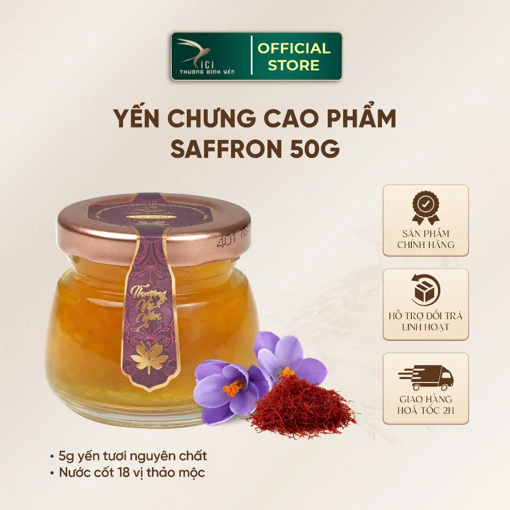 Ảnh Yến chưng cao phẩm vị Saffron - Nhuỵ Hoa Nghệ Tây hũ 50-65g CiCi Thượng Đỉnh Yến Yến Tươi Khánh Hòa Nguyên Chất 3