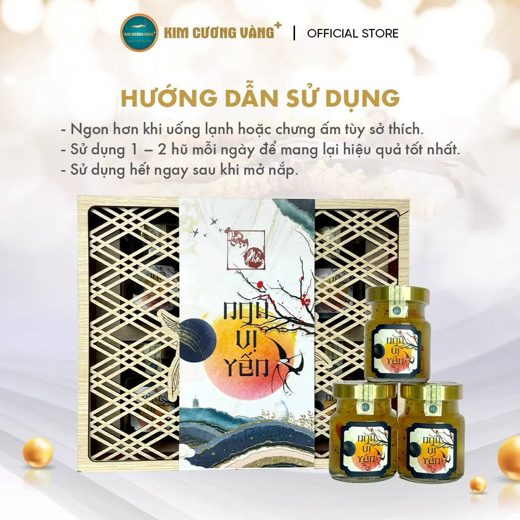 Ảnh Yến Chưng Ngũ Vị Hạt Chia Hạt Sen Kỷ Tử Đông Trùng Hạ Thảo Kim Cương Vàng Dưỡng Da (6 Lọ/ x 70ml/Lọ) 2