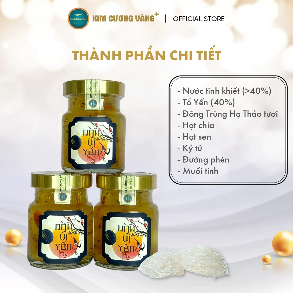 Ảnh Yến Chưng Ngũ Vị Hạt Chia Hạt Sen Kỷ Tử Đông Trùng Hạ Thảo Kim Cương Vàng Dưỡng Da (6 Lọ/ x 70ml/Lọ) 4
