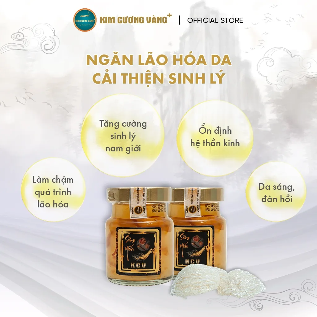 Ảnh Yến Chưng Nhân Sâm Đông Trùng Hạ Thảo Bồi Bổ Cơ Thể Dưỡng Da (6 Lọ/Hộp) - Kim Cương Vàng Plus 2
