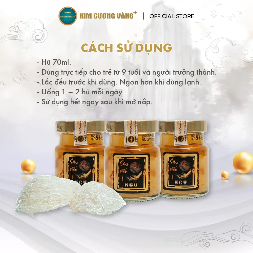 Ảnh Yến Chưng Nhân Sâm Đông Trùng Hạ Thảo Bồi Bổ Cơ Thể Dưỡng Da (6 Lọ/Hộp) - Kim Cương Vàng Plus 4
