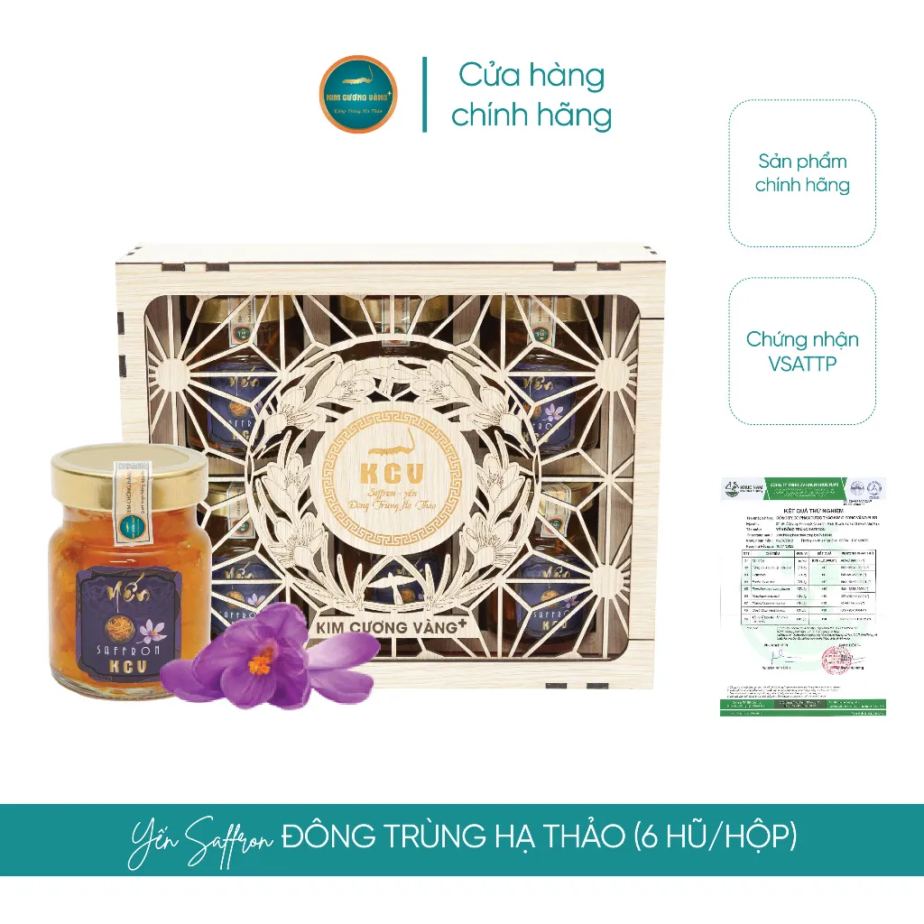 Ảnh Yến Chưng Saffron Đông Trùng Hạ Thảo Kim Cương Vàng - Dưỡng Da, Tăng Cường Đề Kháng (6 Lọ/Hộp x 70ml/Lọ) 3
