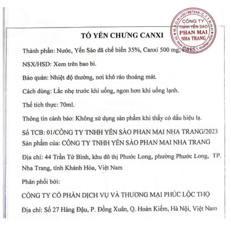 Ảnh Yến chưng sẵn Canxi,Tổ Yến Sào Khánh Hòa Phúc Lộc Thọ, Hũ yến chưng sẵn 35% hàm lượng yến trên 1 hũ 70ml 3