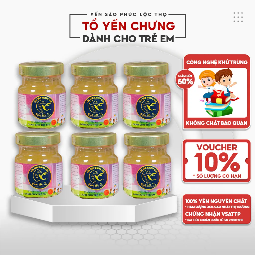 Ảnh Yến chưng sẵn cho Trẻ Em , tổ Yến Sào Khánh Hòa Phúc Lộc Thọ,Hũ yến chưng sẵn 35% hàm lượng yến trên 1 hũ 70ml 1