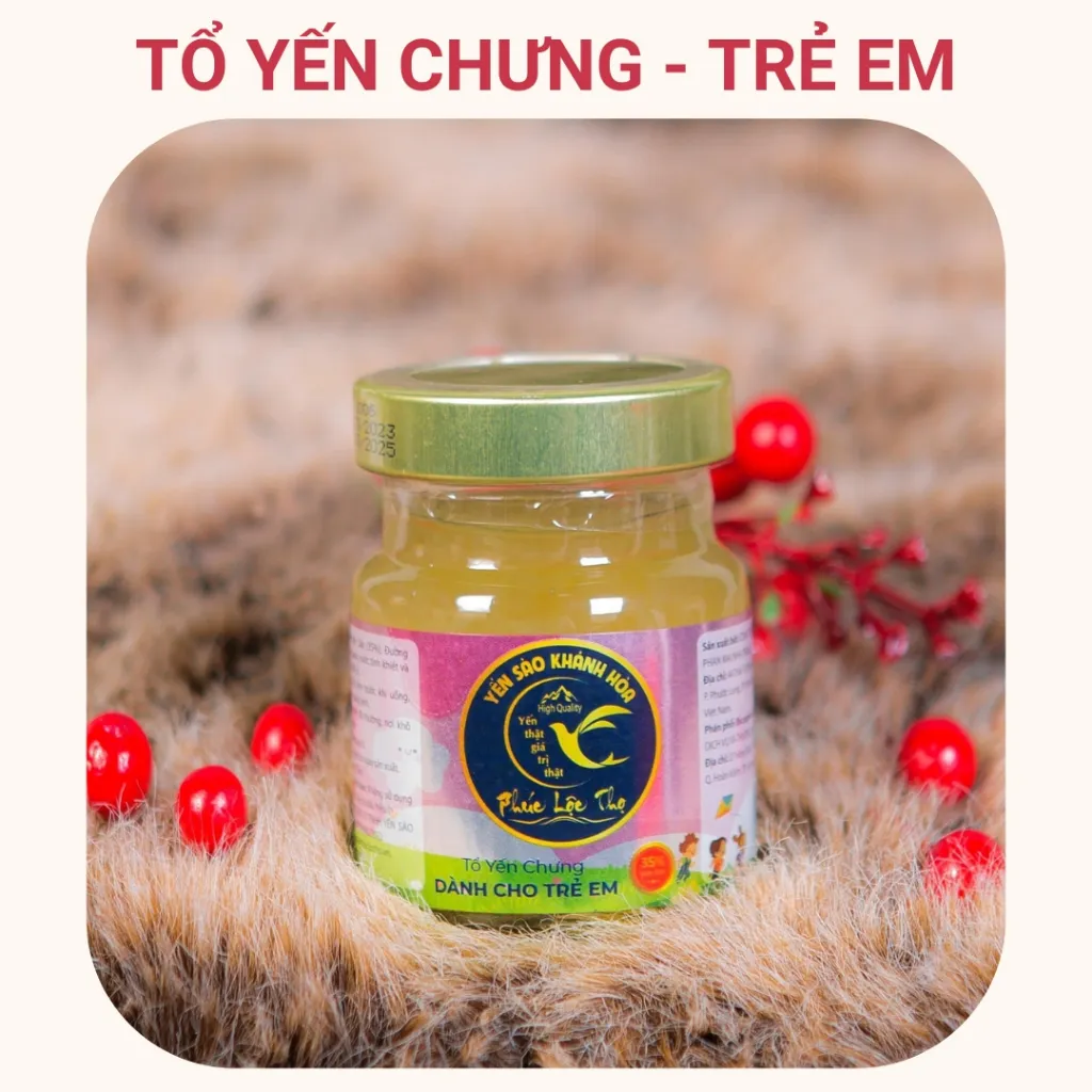 Ảnh Yến chưng sẵn cho Trẻ Em , tổ Yến Sào Khánh Hòa Phúc Lộc Thọ,Hũ yến chưng sẵn 35% hàm lượng yến trên 1 hũ 70ml 4