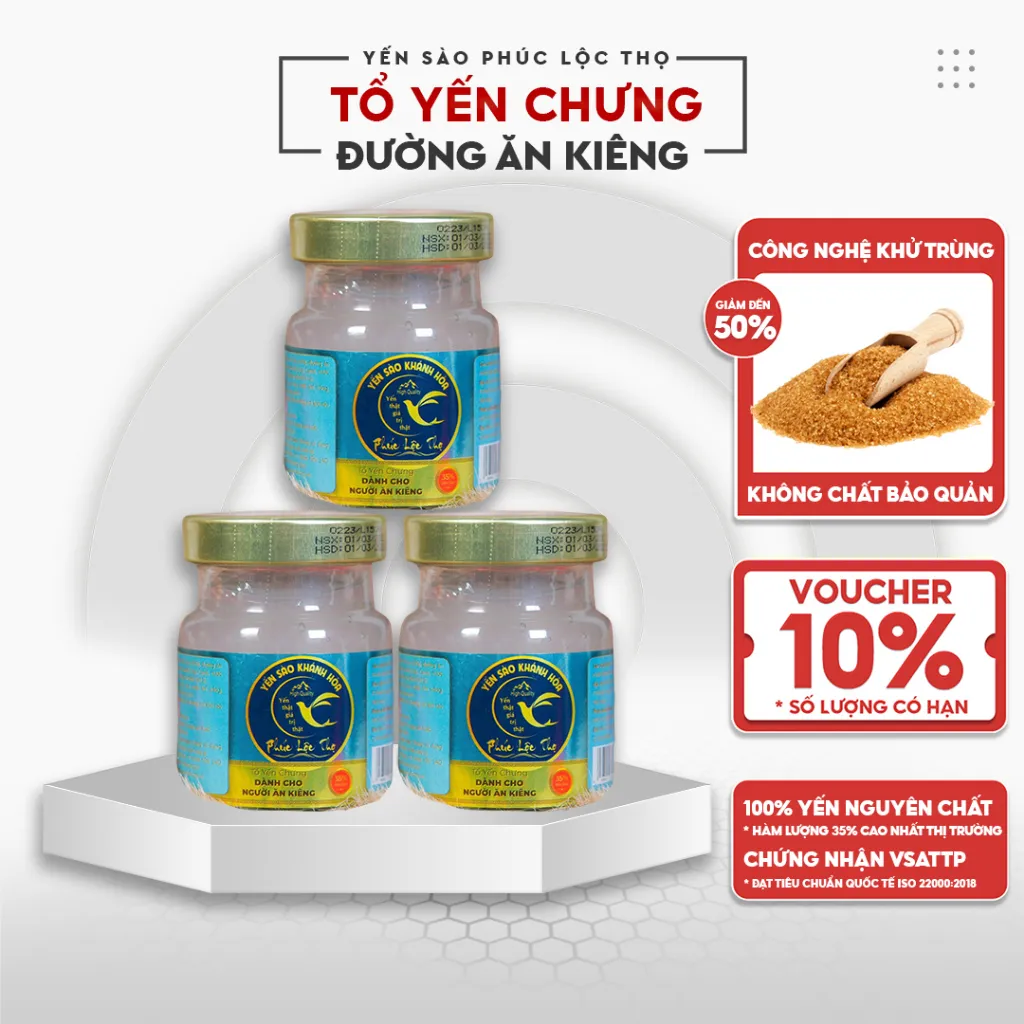 Ảnh Yến chưng sẵn Combo 6 hũ cho người ăn kiêng ,Tổ Yến Sào Khánh Hòa Phúc Lộc Thọ,Hũ 35% hàm lượng yến trên 1 hũ 70ml 4
