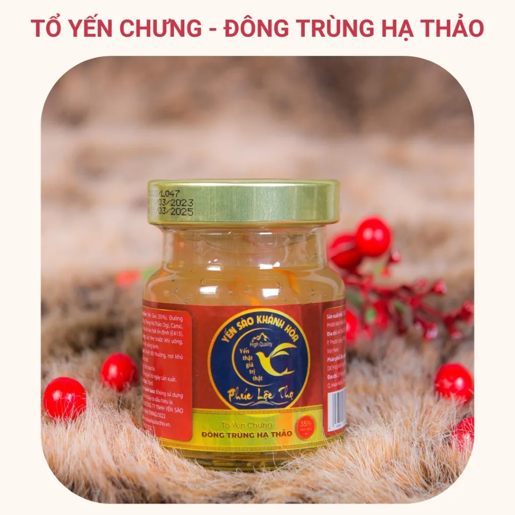 Ảnh Yến chưng sẵn Combo 6 hũ chưng đông trùng hạ thảo,Tổ Yến Sào Khánh Hòa Phúc Lộc Thọ,Hũ 35% hàm lượng yến trên 1 hũ 70ml 2