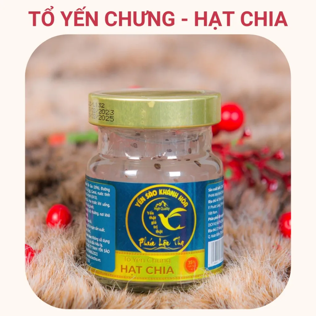 Ảnh Yến chưng sẵn Combo 6 hũ Hạt chia ,Tổ Yến Sào Khánh Hòa Phúc Lộc Thọ,Hũ 35% hàm lượng yến trên 1 hũ 70ml 3