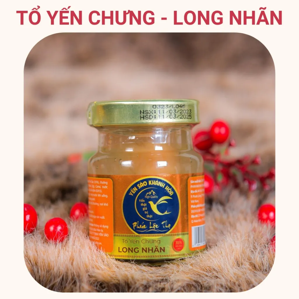 Ảnh Yến chưng sẵn Combo 6 hũ Long nhãn,Tổ Yến Sào Khánh Hòa Phúc Lộc Thọ,Hũ 35% hàm lượng yến trên 1 hũ 70ml 1