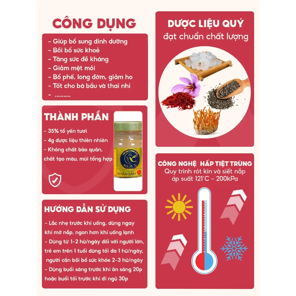 Ảnh Yến chưng sẵn Combo 6 hũ Long nhãn,Tổ Yến Sào Khánh Hòa Phúc Lộc Thọ,Hũ 35% hàm lượng yến trên 1 hũ 70ml 3
