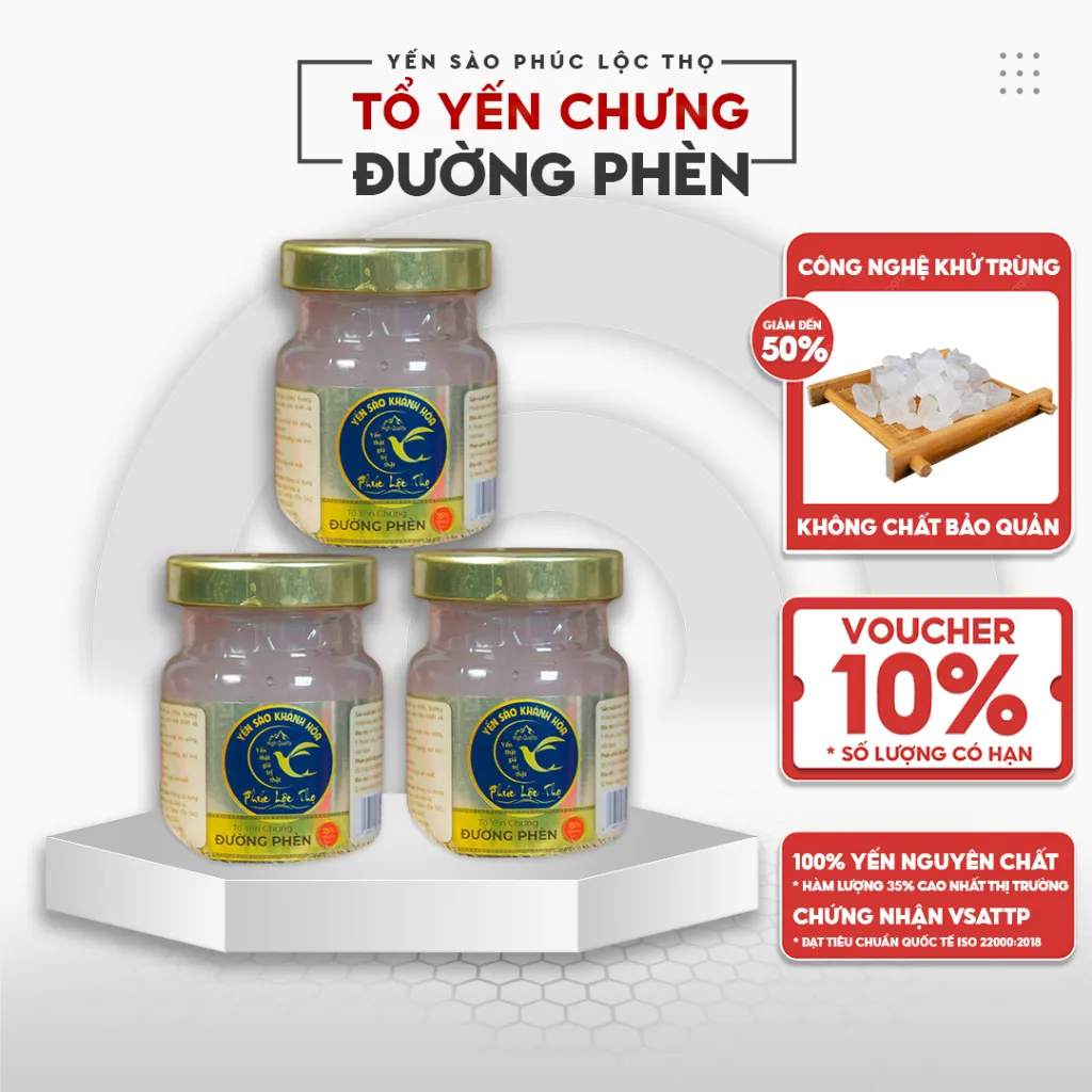 Ảnh Yến chưng sẵn Combo 6 hũ Đường Phèn ,Tổ Yến Sào Khánh Hòa Phúc Lộc Thọ,Hũ 35% hàm lượng yến trên 1 hũ 70ml 4