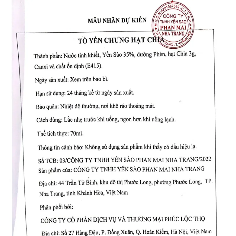 Ảnh Yến chưng sẵn hạt chia, tổ Yến Sào Khánh Hòa Phúc Lộc Thọ,Hũ yến chưng sẵn 35% hàm lượng yến trên 1 hũ 70ml 1