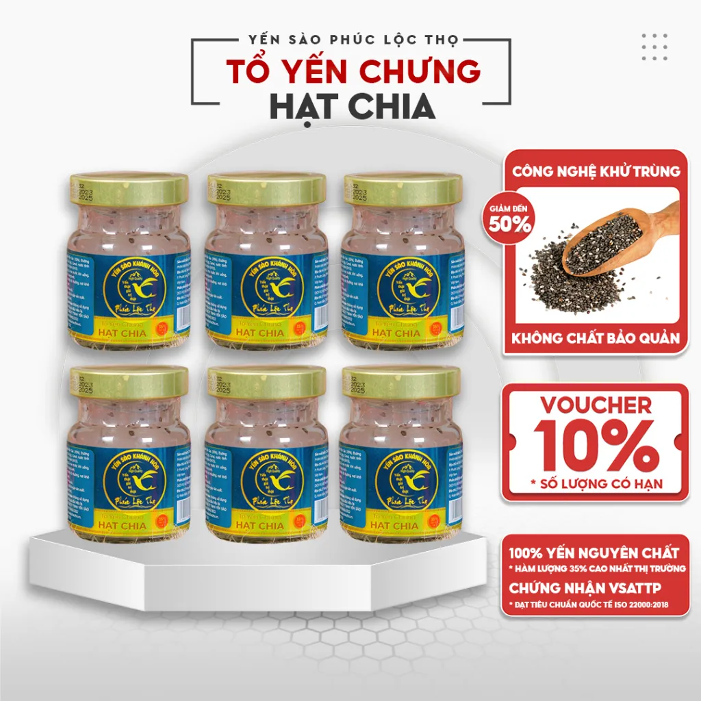 Ảnh Yến chưng sẵn hạt chia, tổ Yến Sào Khánh Hòa Phúc Lộc Thọ,Hũ yến chưng sẵn 35% hàm lượng yến trên 1 hũ 70ml 4