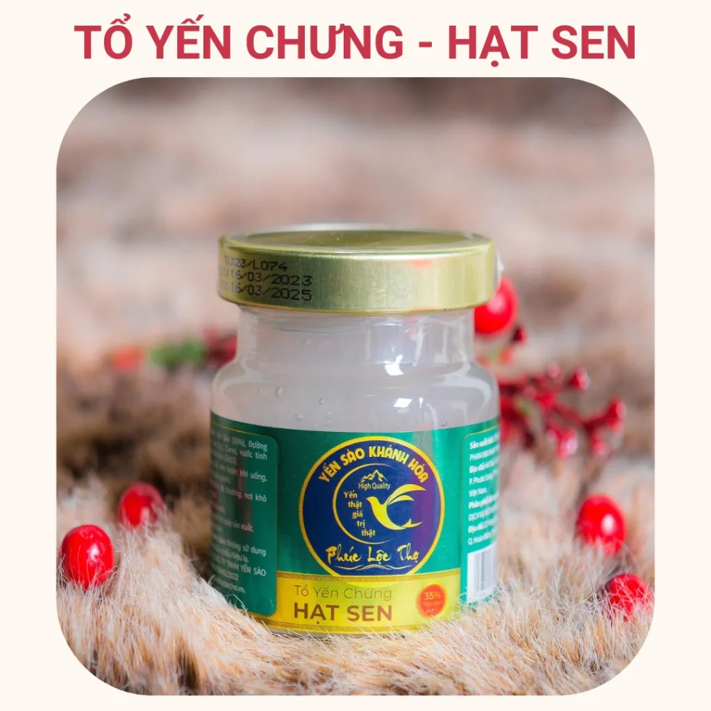 Ảnh Yến chưng sẵn Hạt Sen, tổ Yến Sào Khánh Hòa Phúc Lộc Thọ,Hũ yến chưng sẵn 35% hàm lượng yến trên 1 hũ 70ml 1